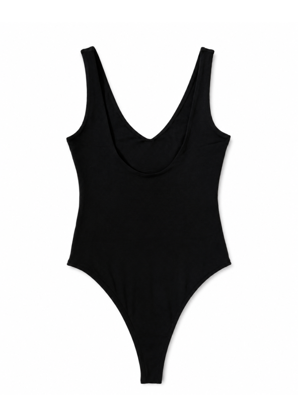 V Yaka Basic Bodysuit SİYAH